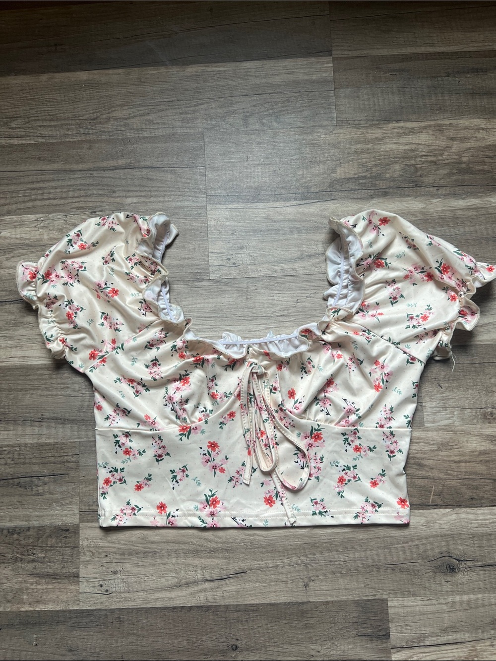 Floral Ruffle Crop Top in Butter Yellow